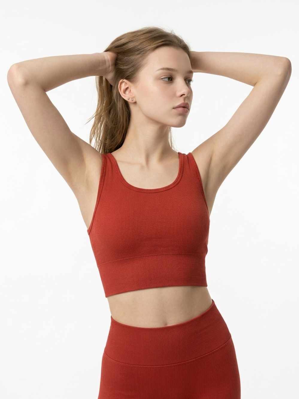 Victoria Sport Seamless Ribbed Crop Tank - Red Sz/M